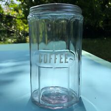 Antique Hoosier Paneled Glass Coffee Canister Jar W Aluminum Lid 7