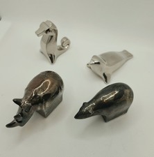 Vintage Dansk Designs Japan Silver Zoo Animal Paperweight Set of 4 picture