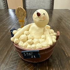 Vintage Bonnie Lynn Mittens & Mufflers Series I Bathtub Bert Snowman Figurine picture