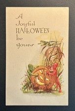 Antique Halloween Postcard 1912 Gibson Art JOL Imp devil frog swamp #233 picture