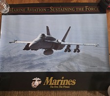Vintage US Marine Corps 1980's Recruitment Poster Marine Aviation Double Sided picture