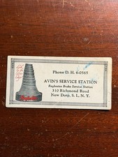 Avin's Service Station New Dorp Staten Island NYC NY Vtg Ephemera Business Card picture