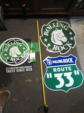 3 rolling rock beer embossed tins picture