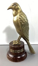 Vintage Old Crow Sour Mash Whiskey Solid Cast Brass Statue, Rare picture