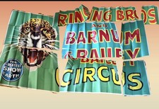 RINGLING BROS BARNUM AND BAILEY 1940'S LEOPARD CIRCUS POSTER OVERSIZED picture