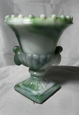 Vintage NYC Vogue Merc Co Green White Slag Akro Agate Mini Footed Urn Vase NICE picture