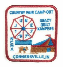 Vintage Patch 1977 NCHA Country Fair Camp-Out Connersvile Indiana IN Sew-On [MD1 picture