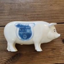 Vintage 1940-1950s Piggy Bank Advertising R B RICE SAUSAGE CO-Trademark-MCM picture