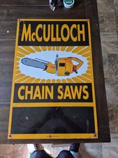 RARE Vintage 1953 McCulloch Chainsaws Porcelain Sign 28