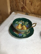 VTG Royal Sealy China Pear Gold Handled Tea Cup & Gold Trimmed Saucer picture
