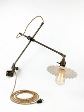 Vintage O.C White wall lamp with milk glass shade. Industrial picture