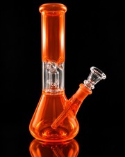 8 Inch Dayglow Fluorescent Orange Glass Water Pipe Removable Downstem picture