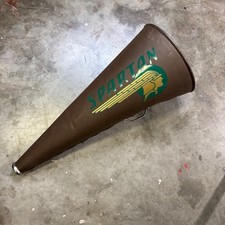 Vintage Spartan Cheerleading Megaphone Brown Green Gold 25 Inch Large Retro picture