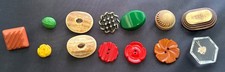 Lot of 13 Small Vintage Antique Buttons Deco 30s 40s 50s Shapes Flower Acorn ++ picture