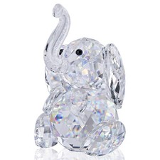 H&D Crystal Elephant Figurine Cut Glass Animal Collectible Ornament picture