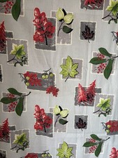 Vintage 1950s Gray Autumn Winter Theme Novelty Print Barkcloth Fabric 6 Yds 35” picture