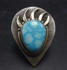 Huge JAMES MARTIN Vintage NAVAJO Sterling Silver TURQUOISE RING size 11.5 - 12 picture