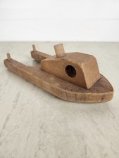Vtg Rustic Wooden Toy Paddle Boat Handmade Folk Art Nautical Decor Restoration picture