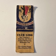 Club Lido 915 Columbus Ave San Francisco Vintage Matchbook Cover 5MB133-4 picture