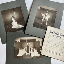 Antique Photograph On Board Odd Church Tableaux Angel Women Christmas picture