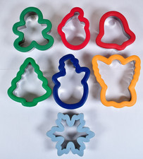 (7) Wilton Christmas Comfort Grip Cookie Cutters Angel Snowflake Bell Santa etc picture