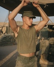 Gay Interest Male White Soldier Military Uniform Posing Outdoors M005546 picture
