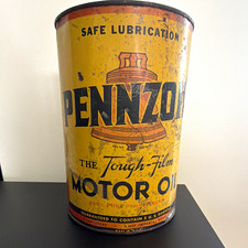 Pennzoil Vintage 5 Quart Motor Oil Advertising Can Gas & Oil Yellow Black Red picture