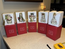 LENOX Very Merry Christmas Set 5 Porcelain Ornaments Bear Tree Penguin Santa Ski picture