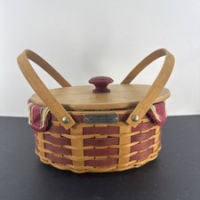 Longaberger 2007 Red Christmas Collection Get Together Basket Set With Lid picture