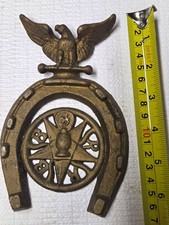 Antique Brotherhood of the Railroad Brakemen union Cast Iron Horseshoe Plaque  picture
