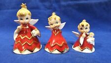 Vintage Lefton Christmas Angel Bells Figurines - Set of 3 - 1956 - HH0112  picture