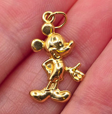 Vintage 14K Yellow Gold Disney Mickey Mouse Charm or Pendant by Wells / Vandell picture