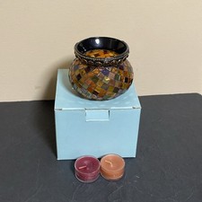 PartyLite Global Fusion P8367 Votive Candle Cup Mosaic Glass New w/free tealight picture
