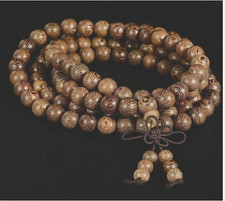 Natural Sandalwood 108 Bead Bracelet Buddhist Meditation Prayer Rosary Unisex picture