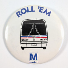Vintage WMATA Metro Roll Em Pinback Button Bus 9053 pn1 picture