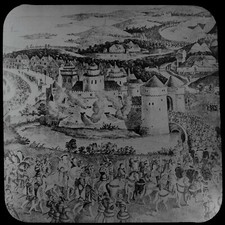 ANTIQUE JV Magic Lantern Slide THE FIELD OF THE CLOTH OF GOLD C1890 ILLUSTRATION picture