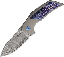 Reate Knives T2500 Framelock Titanium & Timascus Folding Damasteel Knife 259 picture