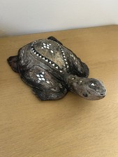 Vintage Hand Carved Wood Sea Turtle Figurine Driftwood Style Decoration. 10” picture