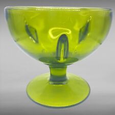 Vintage Indiana Green Glass Pedestal Bowl Dish Trinket 1960s Art Glass 4.5”T 5”W picture