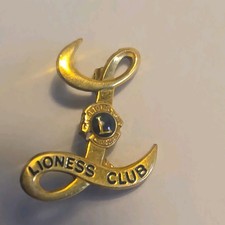 Vintage LIONS CLUB LIONESS Gold Tone Brooch Pin Leavens 1/20 10k gf picture