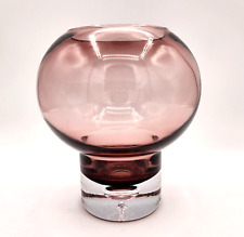 Krosno Poland Ball Vase Amethyst Hand Blown Glass Suspended Bubble 6