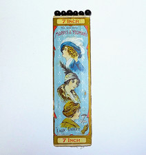 ANTIQUE EDWARDIAN HATPINS Black & Steel Original Package GREAT GRAPHICS HAT PINS picture