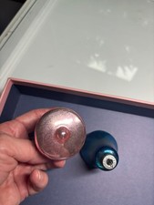 Vintage Lot Of 2 Mercury Glass Christmas Ornament Bells Pink Blue Shiny Brite picture