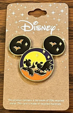 DISNEY'S MICKEY MOUSE HALLOWEEN SILHOUETTE BATS SCENIC ENAMEL PIN picture
