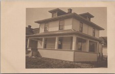1910s RPPC Real Photo Postcard House w/ Wrap-Around Porch / Street View - UNUSED picture