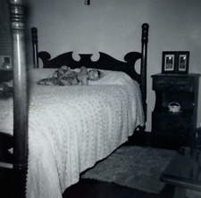 Dolls On Four Poster Bed In Room B&W Photograph 3.5 x 3.5 picture