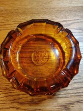 Vint. MCM Federal Glass Coin 1887 Eagle Cigar/Cigarette Ashtray Amber Brown Hvy  picture