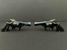 Vintage Ceramic Gun Revolver Pistol Salt &Pepper Shakers Western Cowboy 50s-70s picture
