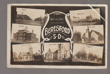 Beresford SOUTH DAKOTA RPPC 1908 7 VIEWS COLLAGE Orphanage MAIN STREET SD B1 picture