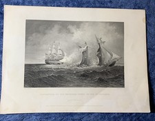 1862 Antique Civil War Print “Destruction of the Privateer Petrel” picture